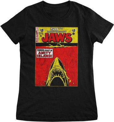 Jaws Damen T-Shirt 50th Anniversary Girly Tee UV-5-JAWS016