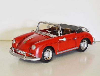 Blechauto Modellauto Oldtimer Porsche 356 Speedster Cabrio Sportwagen Rot L 31 cm