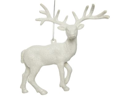 Christbaumschmuck Kunststoff Hirsch 14cm weiß