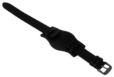 Bundeswehr Uhrenarmband 20mm | mit Unterlage Leder schwarz