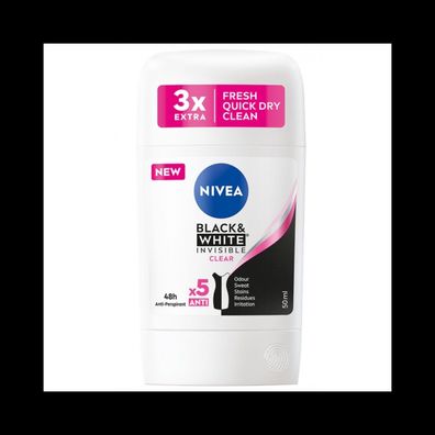 Nivea Black & White Invisible Clear Antitranspirant Stick 50 ml / 1,7 fl oz