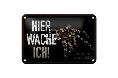 Blechschild Spinne hier wache ich, 4 verschied Größen, Blechschilder Spruch Spider