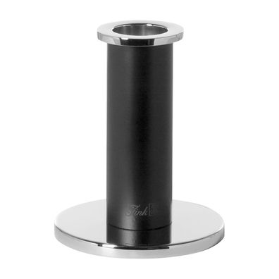 Fink schwarzer Stabkerzenhalter 12cm schmal rund Kerzenständer mit silbernem Fuß