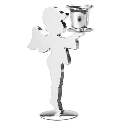 Fink kleiner silberner Deko Kerzenhalter Engel 11 cm Dekofigur für Stabkerzen