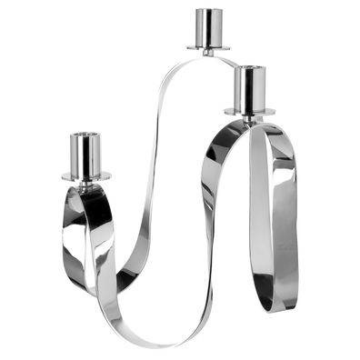 Fink silberner 3-flammiger Stabkerzenhalter 28x28x39 cm glänzend vernickelt