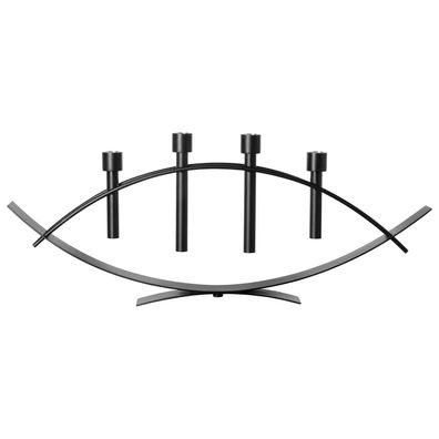 Fink 4-flammiger Kerzenhalter 79x30 cm schwarz pulverbeschichtet für Stabkerzen