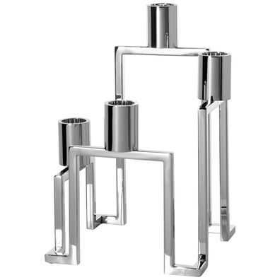 Fink 4-flg. Edelstahl Kerzenhalter 28 cm silber Kerzenständer für 4 Stabkerzen