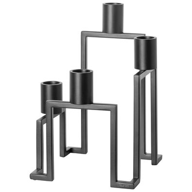 Fink 4-flg. Edelstahl Kerzenhalter 28 cm schwarz Kerzenständer für 4 Stabkerzen
