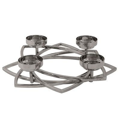 Fink 4-flg. Kerzenhalter-Kranz Ø 43 cm Edelstahl für Stumpenkerzen & Teelichter