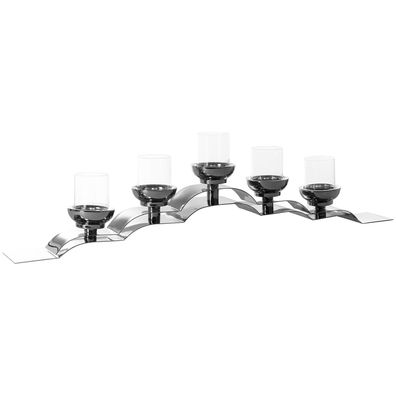 Fink Kerzenleuchter 100cm mit Gläser Edelstahl 5-flg Kerzenhalter für Teelichter