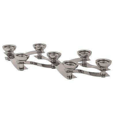 Fink 7-flg. Edelstahl Teelichthalter 31 cm beweglicher vernickelter Kerzenhalter