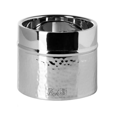 Fink kleiner Stumpenkerzenhalter Ø 10 x 8 cm Kerzenleuchter Edelstahl gehämmert