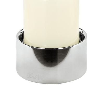 Fink klassischer Edelstahl Stumpenkerzenhalter Ø 10x5 cm runder Kerzenständer