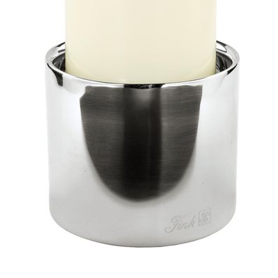 Fink klassischer Edelstahl Stumpenkerzenhalter Ø 10x8 cm runder Kerzenständer