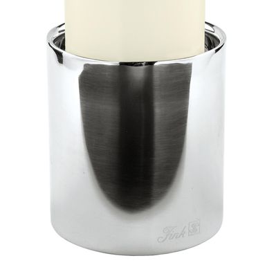 Fink klassischer Edelstahl Stumpenkerzenhalter Ø 10x11 cm runder Kerzenständer