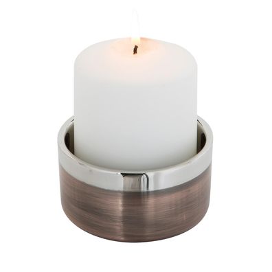 Fink Edelstahl Kerzenhalter Ø 10x5 cm bronze flacher Kerzenständer Stumpenkerzen