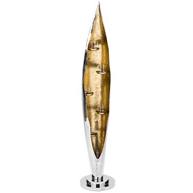 Fink hohes Boden-Windlicht mit Gläser 6-flammig 110 cm Foliengold für Teelichter