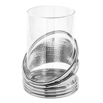 Fink edles Windlicht 25x18 cm aus Glas-Aluminium Kerzenhalter für Stumpenkerzen