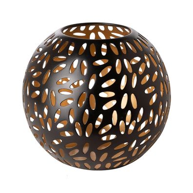 Fink kleines Windlicht Ø 17cm matt schwarzes Kugel-Stimmungslicht für Teelichter