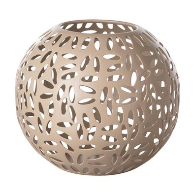 Fink kleines Windlicht Ø 17 cm matt beige Kugel-Stimmungslicht für Teelichter