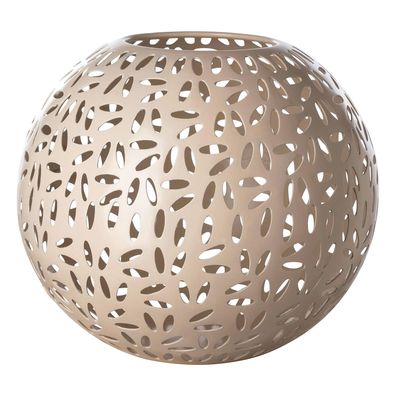 Fink großes Windlicht Ø 24 cm matt beige Kugel-Stimmungslicht für Teelichter