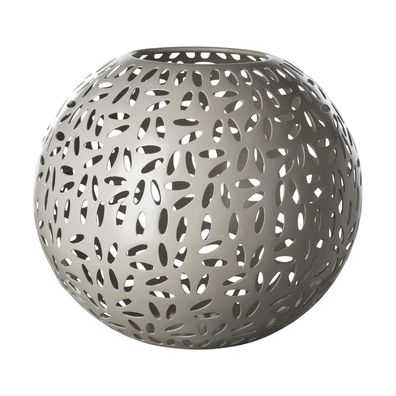 Fink großes Windlicht Ø 24 cm matt graues Kugel-Stimmungslicht für Teelichter