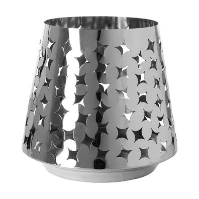 Fink Edelstahl Windlicht 32 cm kegelförmiges Stimmungslicht für Stumpenkerzen