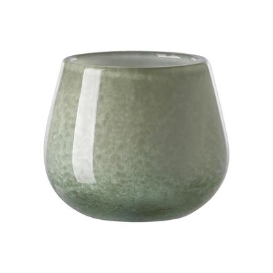 Fink grüner Teelichthalter Ø 11 cm Glas kleines rundes Windlicht für Teelichter