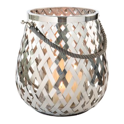 Fink großes XL Windlicht Ø 45cm Edelstahl Stimmungs-Stumpenkerzenhalter mit Glas