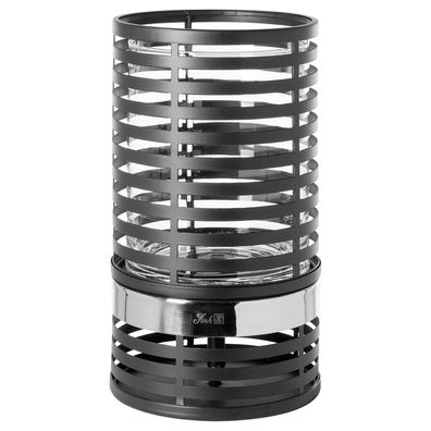 Fink schwarzes rundes Windlicht mit Glas 30 cm Kerzenhalter für Stumpenkerzen