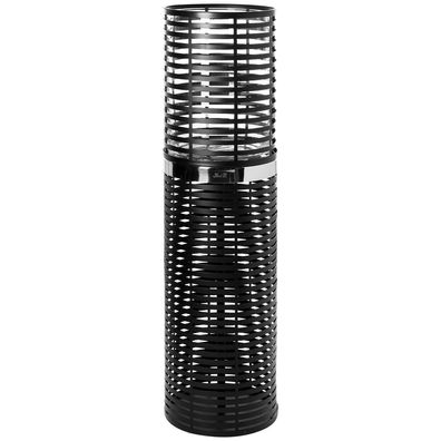 Fink rundes Windlicht mit Glas 80cm schwarz hoher Kerzenhalter für Stumpenkerzen