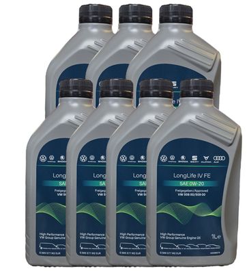 Original VW AUDI SKODA SEAT Öl 0W20 Longlife 4 IV 508.00 / 509.00 Motoröl 7x1 L
