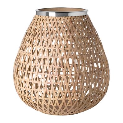 Fink Windlicht ohne Glas 35 cm Kerzenhalter Flecht-Design LED- & Stumpenkerzen