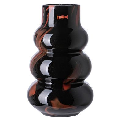 Fink Studio Blumenvase 30 cm aus Glas rot-schwarze Glasvase im modernen Design