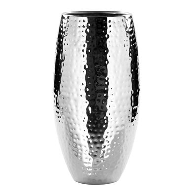 Fink kleine Blumenvase 28 cm Eisen versilbert gehämmerter Behälter für Blumen