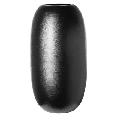 Fink Vase 55x30 cm schwarz matt Design Blumengefäß gehämmerte Eisen-Blumenvase