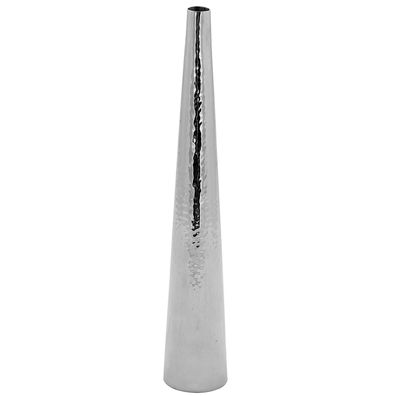 Fink schmale Edelstahl Vase 36 cm konische Blumenvase aus gehämmerten Edelstahl