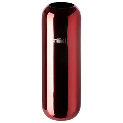 Fink Studio Design Blumenvase 23 cm metallic rot Tisch-Vase glänzender Edelstahl