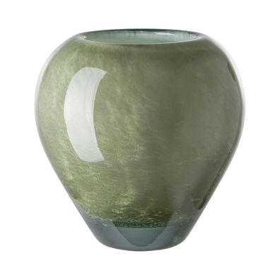Fink grüne Glasvase 14x14 cm rundes Blumengefäß kleine Kugel-Blumenvase aus Glas