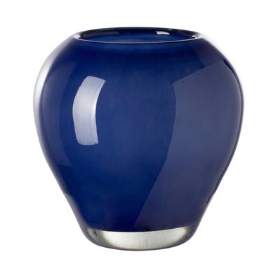 Fink blaue Glasvase 14x14 cm rundes Blumengefäß kleine Kugel-Blumenvase aus Glas