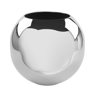 Fink runde Blumenvase Ø 20 cm Eisen Blumengefäß silbern glänzend Kugel-Vase