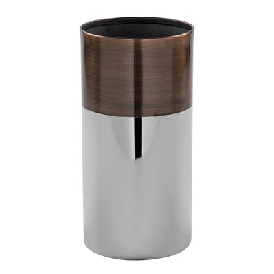 Fink runde Edelstahl Vase 20 cm Blumengefäß hohe silberfarben-bronze Blumenvase