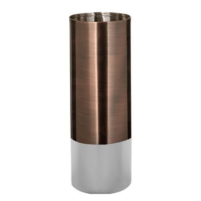 Fink runde Edelstahl Vase 28 cm Blumengefäß hohe silberfarben-bronze Blumenvase