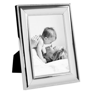 Fink versilberter Fotorahmen 13x18 cm Bilderrahmen Perlrand zum Stellen & Hängen