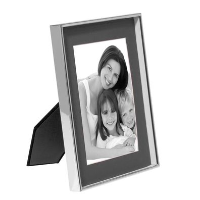 Fink Bilderrahmen Fotomaß 13x18 cm grau-versilberte Leiste Fotorahmen