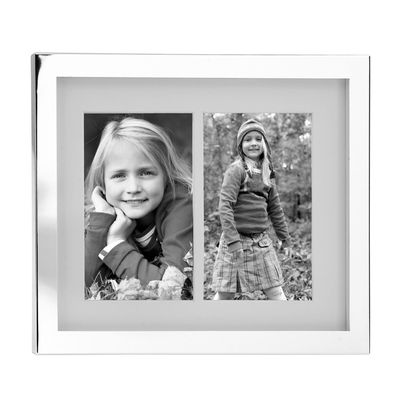 Fink versilberter Doppel-Bilderrahmen 2x 10x15 cm Fotorahmen mit Passepartout