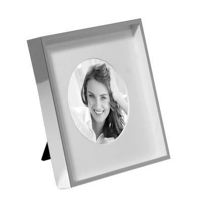 Fink quadratischer Bilderrahmen 10x10 cm Fotorahmen versilbert ovaler Ausschnitt