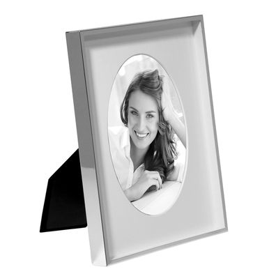 Fink Bilderrahmen 13x18 cm versilberter Fotorahmen mit ovalem Ausschnitt