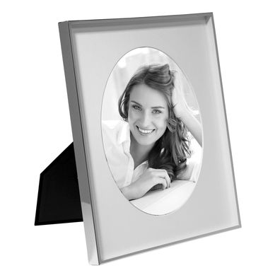 Fink großer Bilderrahmen 20x25 cm versilberter Fotorahmen mit ovalem Ausschnitt