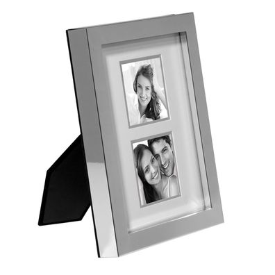Fink Doppel-Bilderrahmen 2x 8x8 cm versilberter Fotorahmen für 2 Fotos
